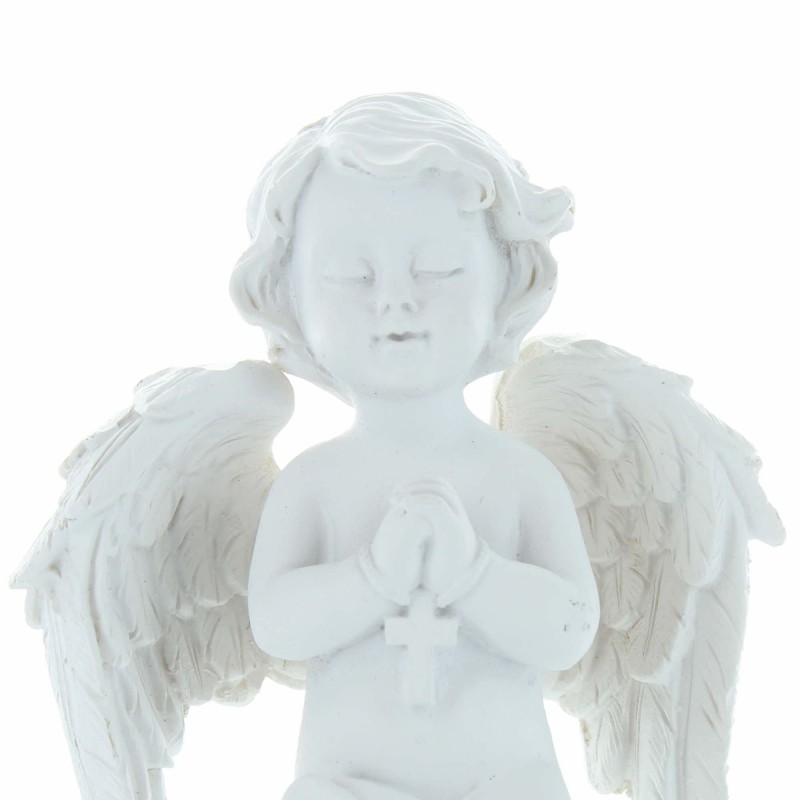 Statue Ange à genoux en résine blanche 7 cm