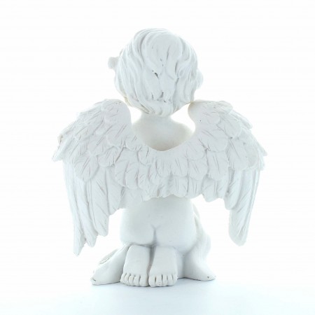 Statua angelo inginocchiato in resina bianca 7 cm