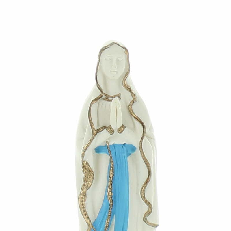 Statua in resina bianca e blu della Madonna di Lourdes 10 cm