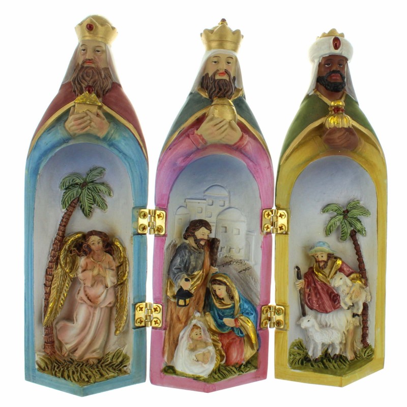Christmas triptych statue of the 3 Wise Men in resin 19cm