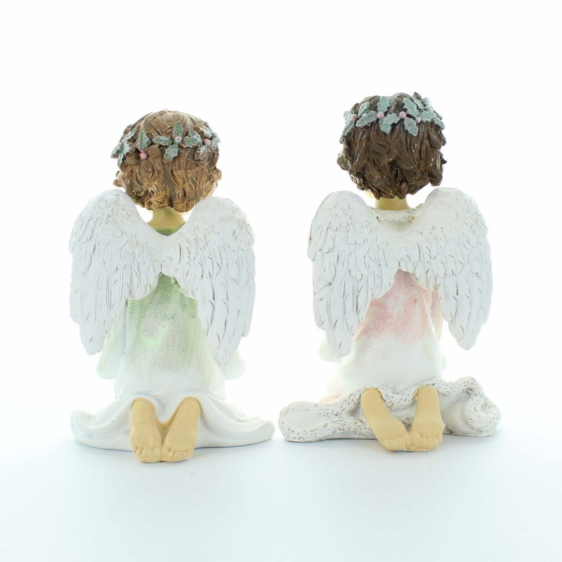 Statua angelo in resina glitter 13 cm