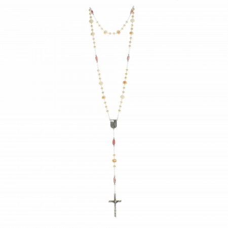 Glass rosary of Lourdes with coloured mother of pearl paters