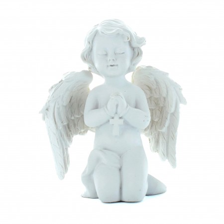 Kneeling Angel statue in white resin 7 cm