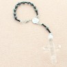 Hematite rosary with glass cross filled with Lourdes water