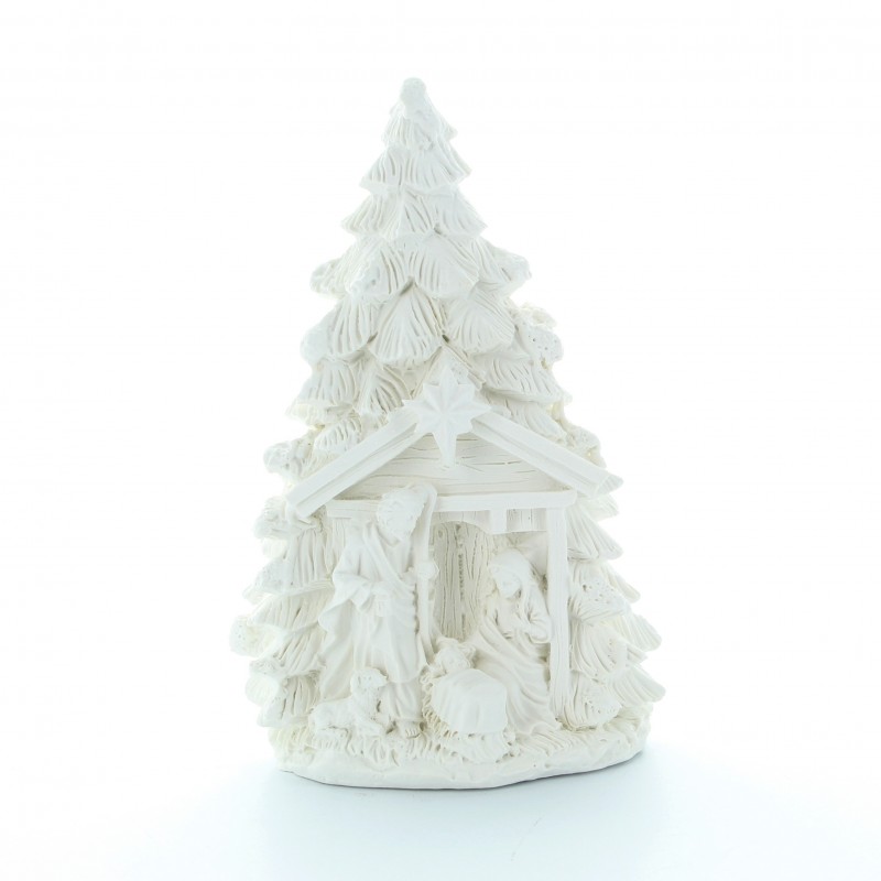Statua della Sacra Famiglia davanti a un albero di Natale 15 cm Statua della Sacra Famiglia davanti a un albero di Natale 15 cm