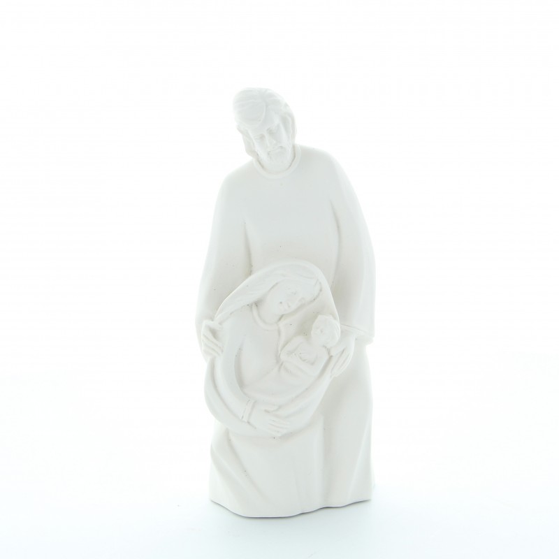 Statue Sainte Famille épurée en résine blanche 12 cm