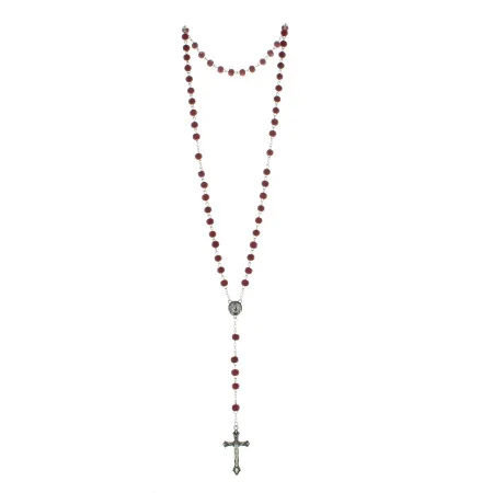 Chapelet parfum de rose avec un cadre de l'apparition de Lourdes 7x10 cm