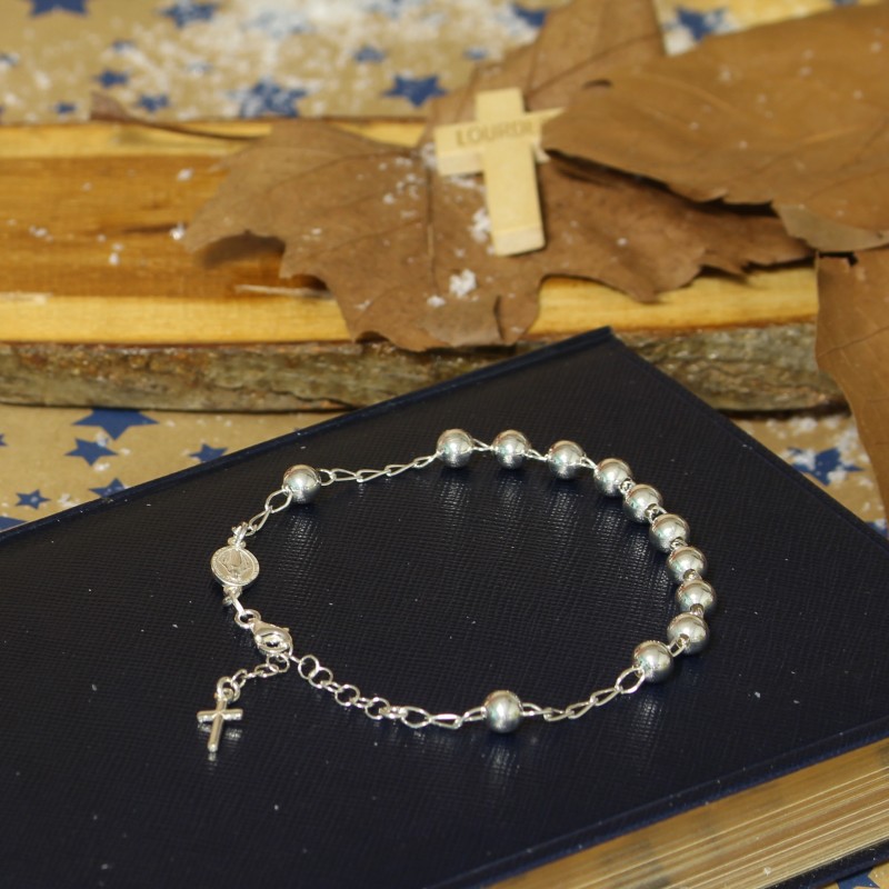 Silver bracelet with miraculous medal 6mm