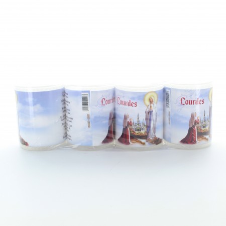 Set di 4 candele Apparizione di Lourdes 6x4,5 cm
