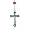 Rose perfume rosary with a frame of Lourdes 7x10 cm