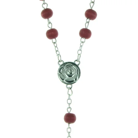Chapelet parfum de rose avec un cadre de l'apparition de Lourdes 7x10 cm