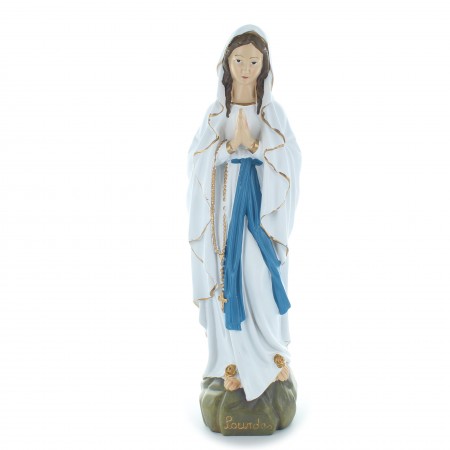 Statue Notre Dame de Lourdes en résine décorée 30 cm