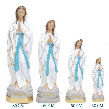 Statue of Our Lady of Lourdes glittered in resin 60 cm