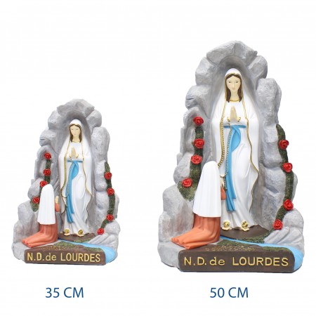 Statue de la Grotte de Lourdes décorée en résine 50 cm