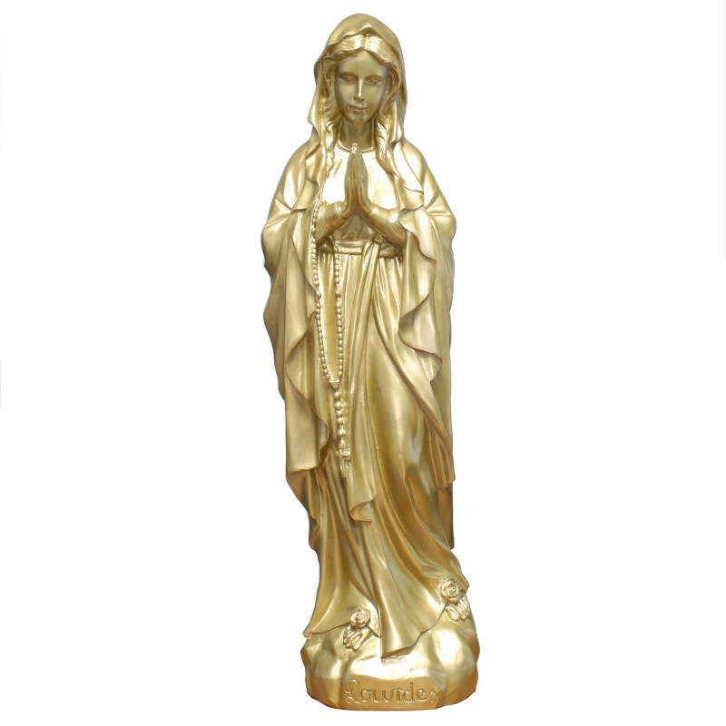 Statue Notre Dame de Lourdes avec manteau or 36 cm