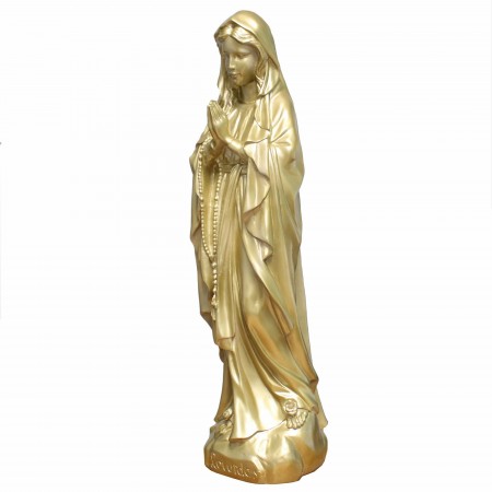 Our Lady of Lourdes gold statue in resin 80 cm