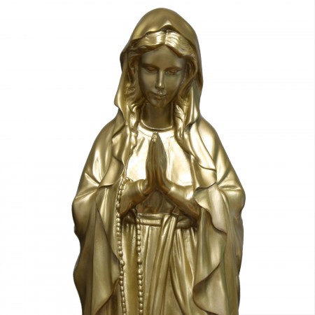 Statue Notre Dame de Lourdes dorée en résine 80 cm