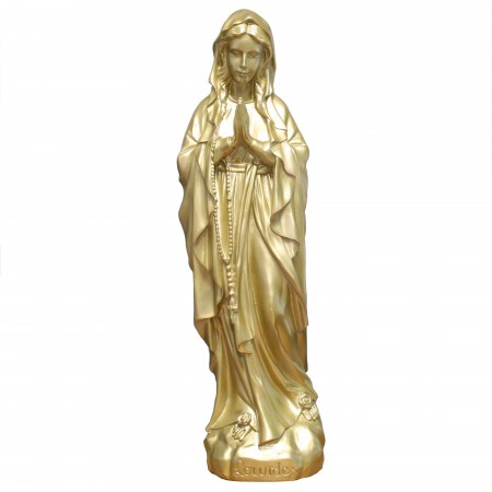 Statue Notre Dame de Lourdes dorée en résine 80 cm