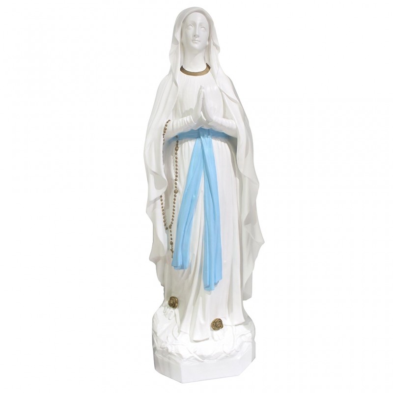 Statue Notre Dame de Lourdes blanche et bleue en résine 130 cm Statue Notre Dame de Lourdes blanche et bleue en résine 130 cm