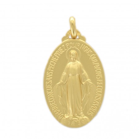 Médaille de la Vierge Miraculeuse en plaqué or de 32 mm et 9,8g