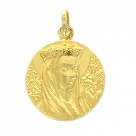 Medal of the Crowned Virgin in 18 carat gold of 20 mm and 3,8g