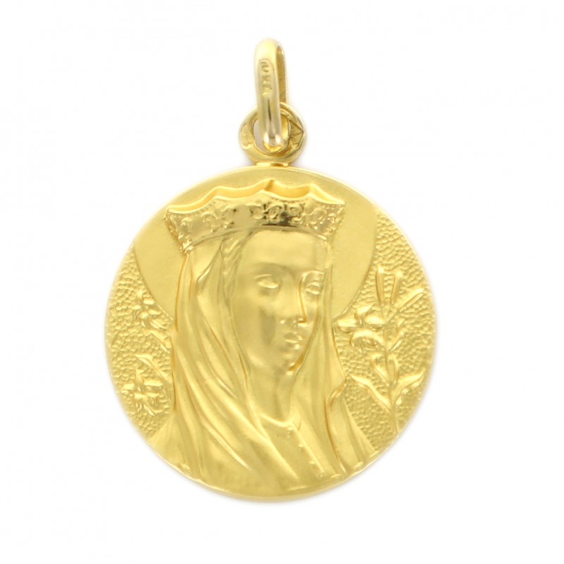 Médaille de la Vierge Couronnée en or 18 carats de 20 mm et 3,8g