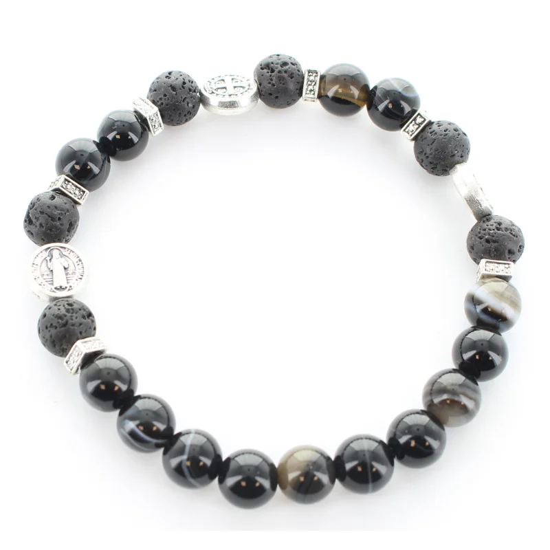 Bracelet de Saint Benoît en pierres semi-précieuses Bracelet de Saint Benoît en pierres semi-précieuses