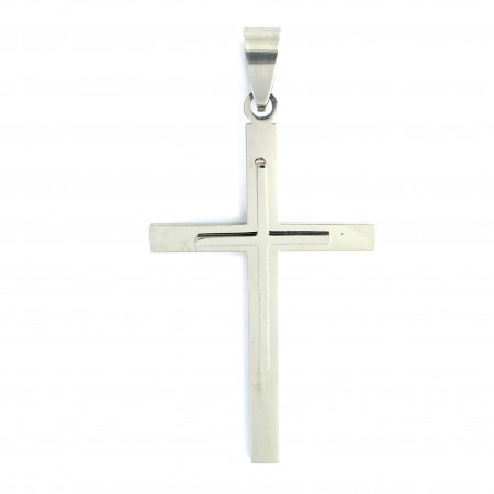 Silver cross in stainless steel 5 cm