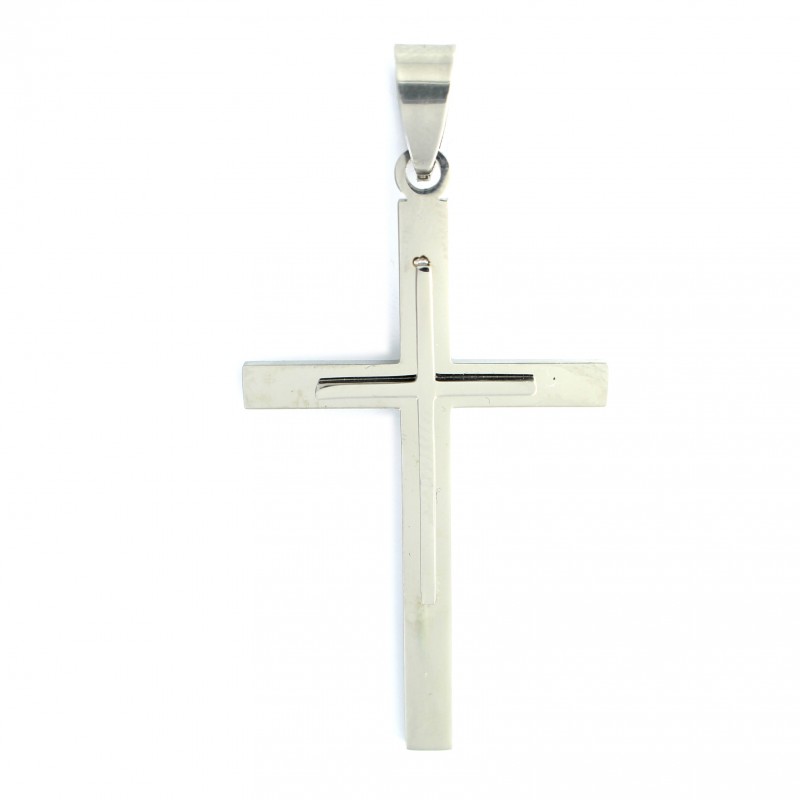 Croix argentée en inox de 5 cm