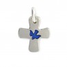 Silver cross with inlaid blue dove 16 mm
