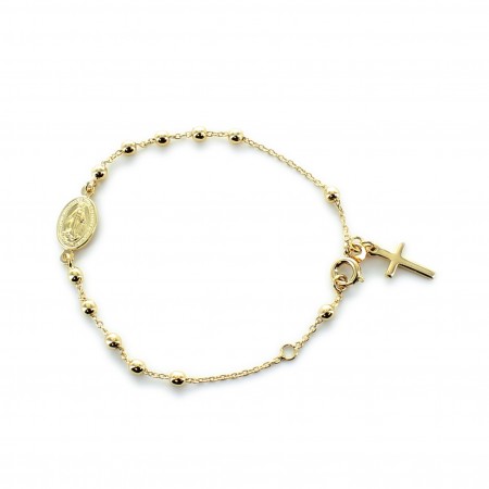 Bracelet dizainier en plaqué or avec médaille Miraculeuse et une croix de 2,97g