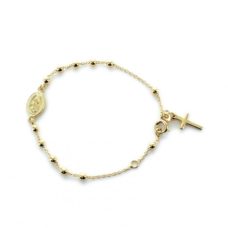 Bracelet dizainier en plaqué or avec médaille Miraculeuse et une croix de 2,97g