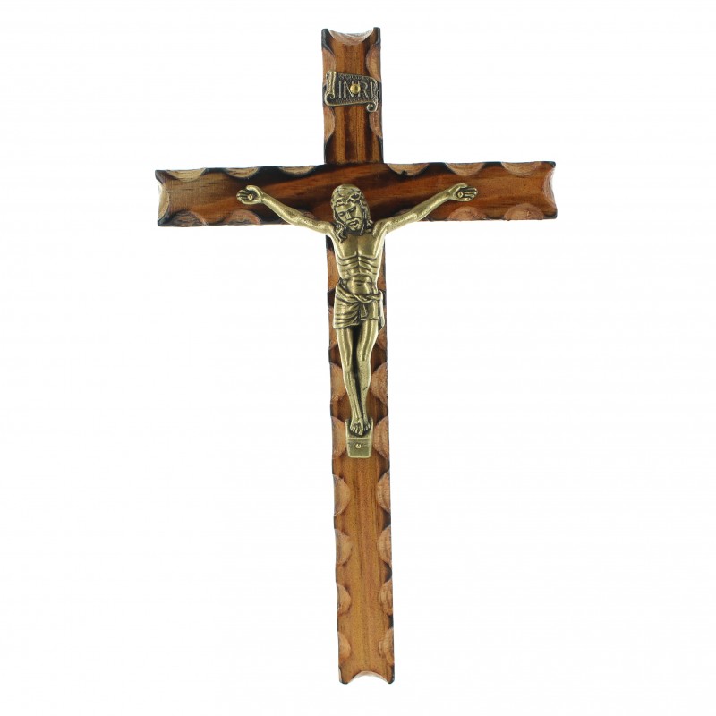 Crucifix en bois avec le Christ en doré de 23 cm