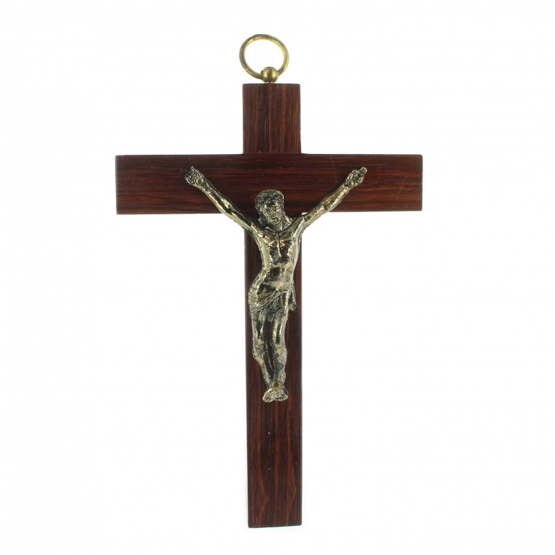 Crucifix en bois de bubinga christ doré de 12,5 cm
