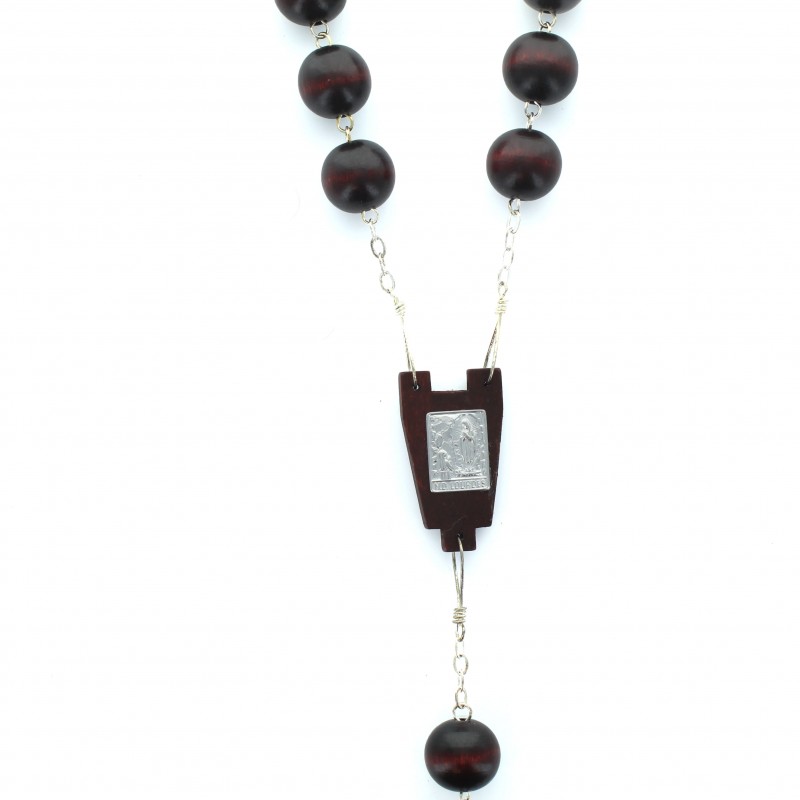 Rosary with 23mm rosewood grain and metal heart