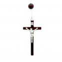 Rosary with 23mm rosewood grain and metal heart