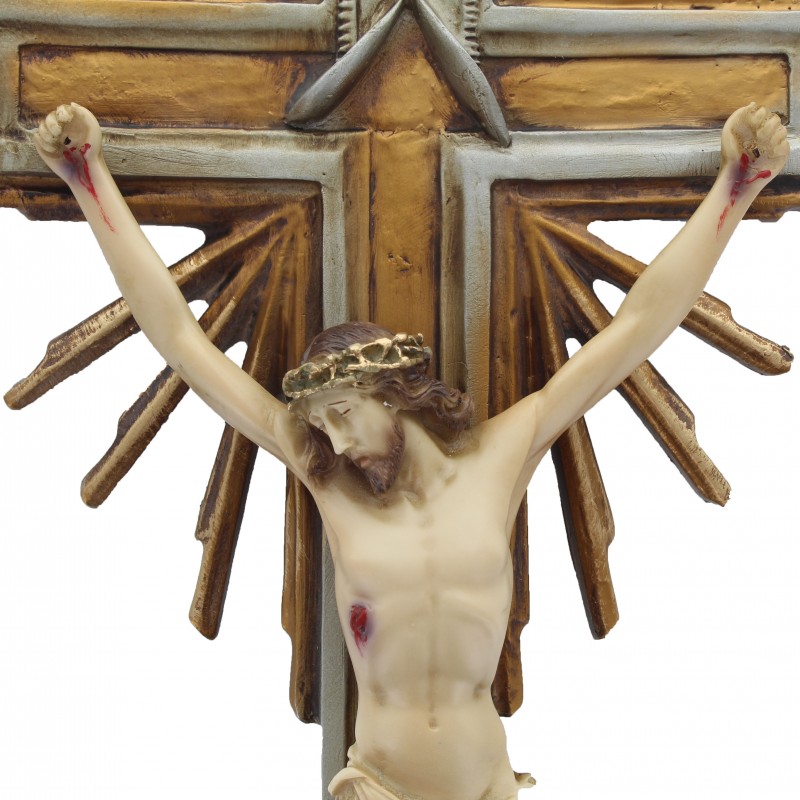 Crucifix en résine baroque 65 cm à suspendre