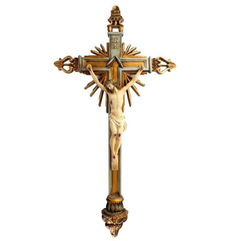 Crucifix en résine baroque 65 cm à suspendre