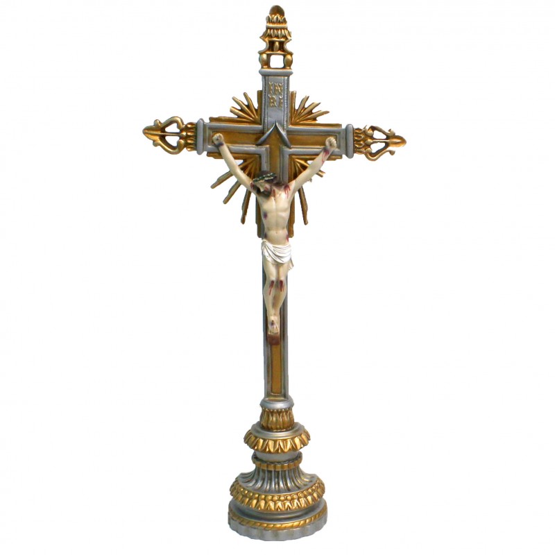 Crucifix en résine baroque 70 cm à poser