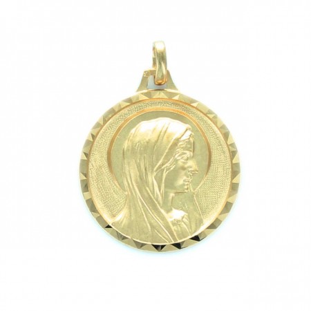 Medal of the Virgin Mary and the Apparition in gilded metal and diamond edge