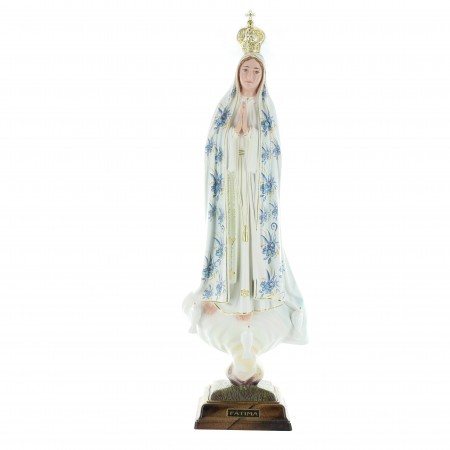 Statue Notre Dame de Fatima avec Manteau décoré de fleurs en résine 45 cm