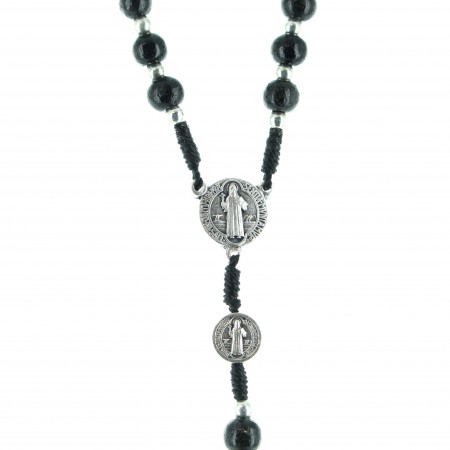 Saint Benedict rosary in wood with metal paters