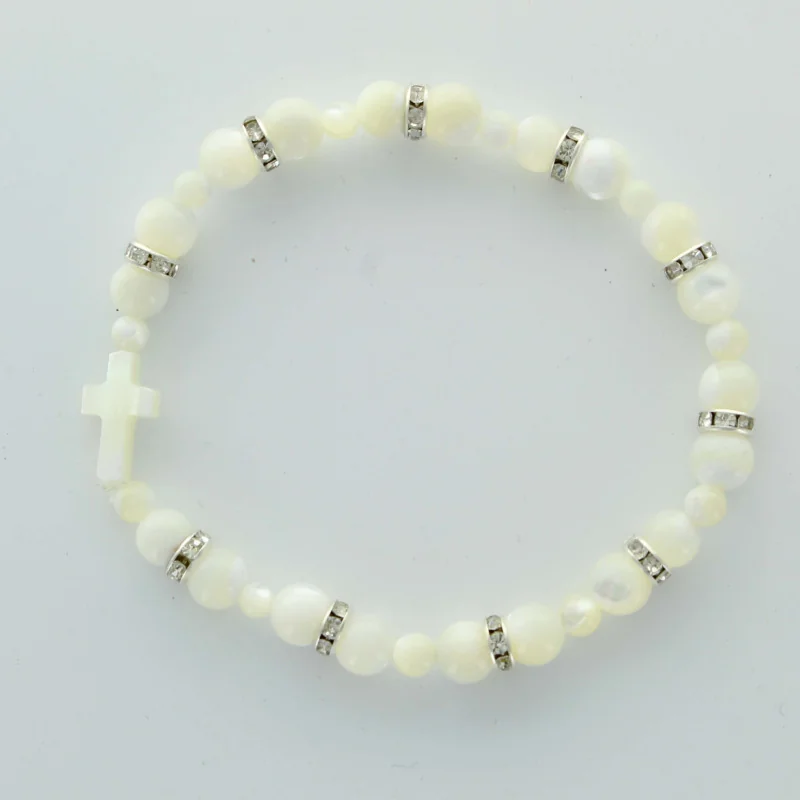 Bracelet en nacre avec strass 16 cm Bracelet en nacre avec strass 16 cm