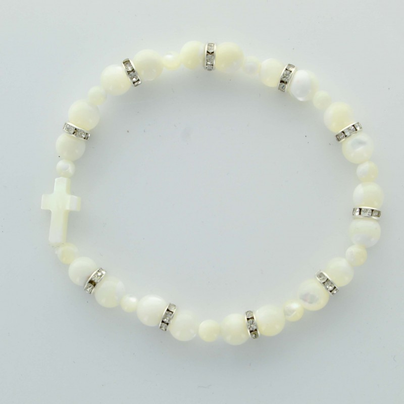 Mother of Pearl Bracelet with rhinestones 16 cm