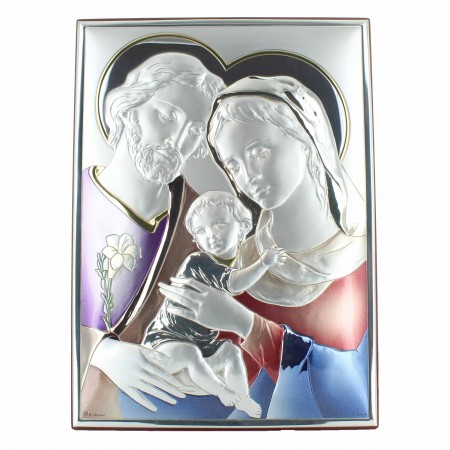 Silver and coloured frame of the Holy Family