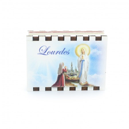 Matchbox with illustration of the apparition of Lourdes