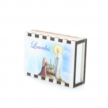 Matchbox with illustration of the apparition of Lourdes