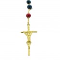 Glass rosary with heart and golden cross