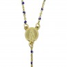 Collier chapelet en Acier doré avec perles bleues