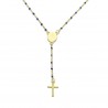 Collana rosario in acciaio placcato oro con grani blu